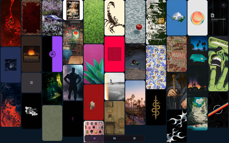 Wallpaper collections in a dense masonry grid