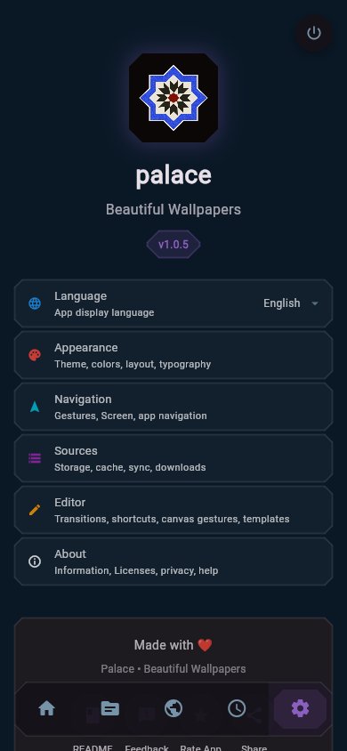 Settings on mobile