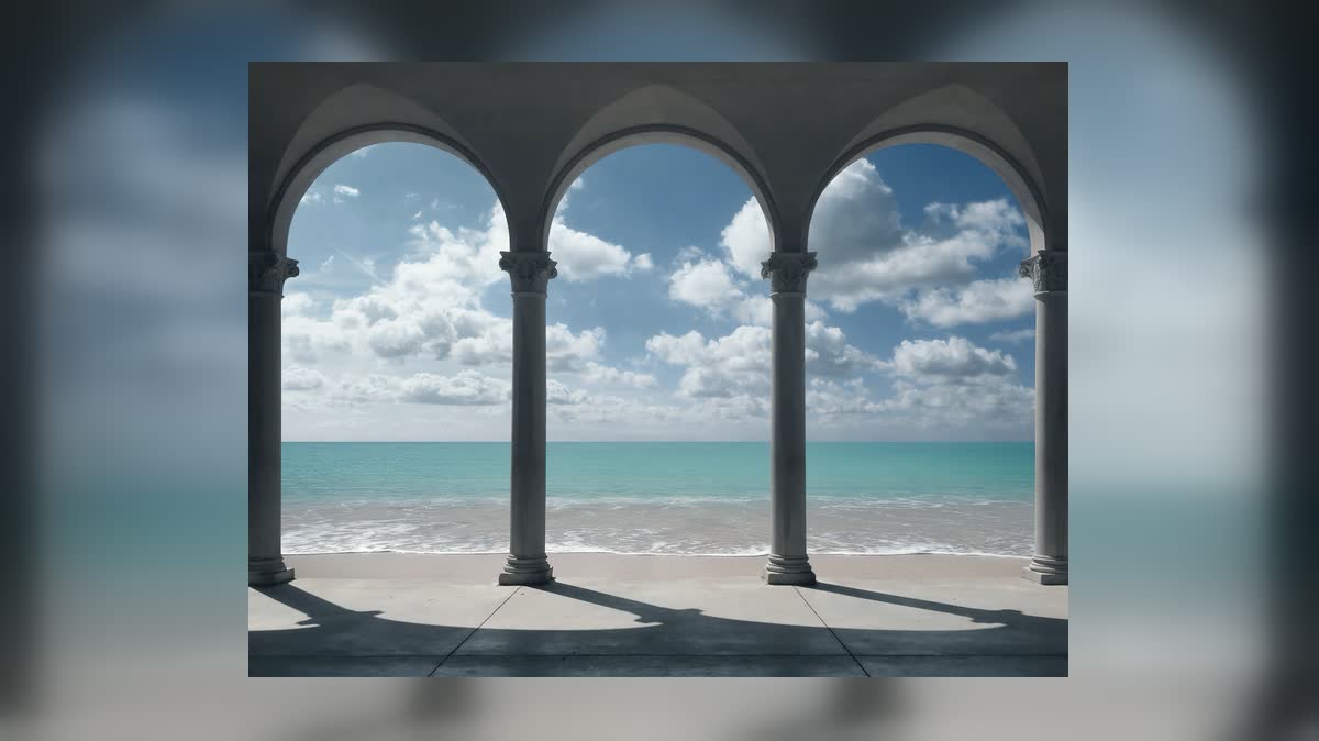 Centered image over its own mirrored, blurred reflection