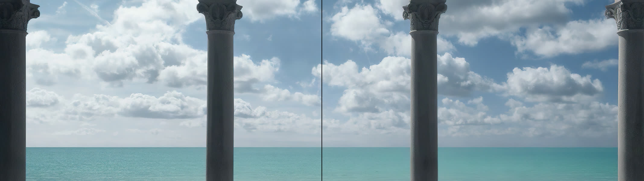One image spanned seamlessly across two displays